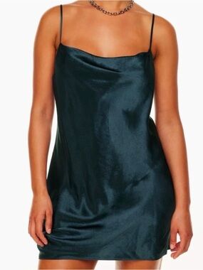 Babaton Navy Satin Slip Dress